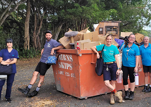 RSPCA Cairns Animal Care Centre team cleaning up after the floods